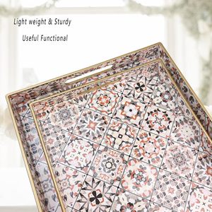 Elegante bandeja de servicio de madera esmaltada de uso diario con diseños tallados únicos que agrega un toque caprichoso para reuniones Casuales - Product Image 4