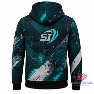 เสื้อฮู้ดสตรีทแวร์แบบซิปเต็มตัว พิมพ์ลายกราฟิกไซเบอร์กริดทั่วตัว ผลิตตามสั่ง OEM รับผลิตเสื้อผ้าแบรนด์ส่วนตัว - Product Image 2