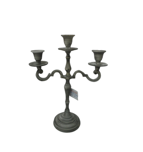 Antique Decorative 3 Arms Metal <b>Candle</b> Stand <b>White</b> Wash Aluminum <b>Candle</b> <b>Pillar</b> Holder for Christmas & Wedding Decor - Product Image 2