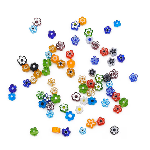 4-5mm Italian Lamp Work <b>Murano</b> Flower Millefiori <b>Glass</b> <b>Beads</b> 1mm Hole Flat Flower <b>Glass</b> <b>Beads</b> - Product Image 4