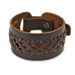 Usine Directement En Gros Bracelet En Cuir De Vachette Vintage Punk Élargir Bracelet En Cuir Tressé À La Main pour Hommes - Product Image 1