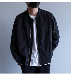 Chaqueta cortavientos hecha a medida para hombre, nueva moda de primavera y otoño con cuello levantado, abrigo de bombardero de tela de lona listo para enviar - Product Image 4