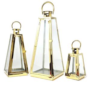 Lanterne en acier inoxydable de forme triangulaire, qualité supérieure, porte-bougie fait à la main, dernière arrivée, lanterne à bougie de luxe et élégante - Product Image 1