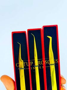 Pinzas para Pestañas GETUP BROSONS IMPEX de 45/90 Grados, Acero Inoxidable, Acabado Liso Dorado, Antimagnéticas, Antiestáticas, Perfectas - Product Image 3