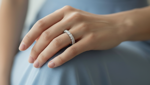 Anillo de Mujer de Oro de 14K con Nueve Diamantes Naturales de Corte Brillante Redondo |   Joyas de Moda Chapadas en Oro con Certificación IGI para Uso Diario - Product Image 5