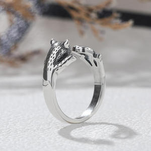 Bague ouverte réglable Jeulia en argent sterling plaqué or rose pour les amoureux des chats - Product Image 6