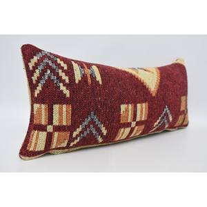 Luxury Red Wool Pillow 12x24 Inches Geometric Vintage Square Pattern Woven Technique <b>Fluffy</b> Style for <b>Bedding</b> Christmas Holiday - Product Image 3