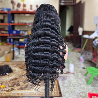 Vente en gros 13x4 pleine dentelle frontale perruques pour les femmes noires sans colle vague profonde brut cheveux indiens perruques naturel dentelle avant perruque de cheveux humains