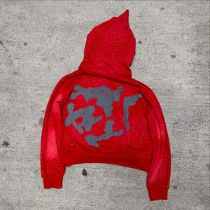 Sudadera con capucha de diamantes de imitación de 500gsm de peso pesado personalizada 100% algodón lavado ácido bordado desgastado pulóver cono Sudadera con capucha hombre - Product Image 4