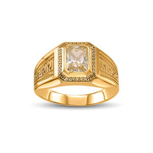 Anillo de Zirconia Cúbica con Corte Princesa de Oro de 18K Virasat Manik para Hombre, Joyería Vintage para Boda - Product Image 2