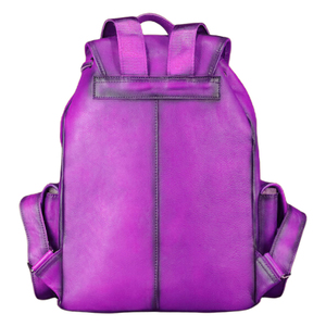 Purple Genuine Leather <b>Backpack</b> Classic Style Large Capacity Laptop Compartment Durable Unisex Shoulder <b>Straps</b> - Product Image 3