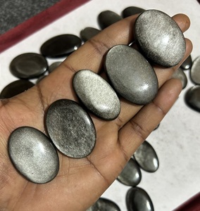 Cabujón de piedras preciosas de obsidiana de brillo de plata Natural de calidad AAA, piedra preciosa suelta de forma mixta, lote al por mayor, obsidiana de peso - Product Image 3