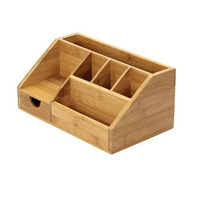 Boîte de rangement en plastique écologique personnalisée avec télécommande, organisateur de bureau en bambou pour articles divers, forme rectangulaire