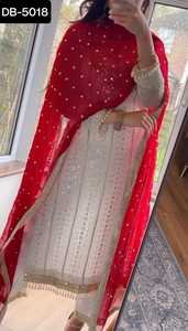 ชุดสูทแฟนซีของผู้หญิงชุดสูทผ้าฝ้ายปักลายและงานหินซาลวาร์ - Product Image 6