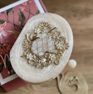 CLUTCH DE RESINA BLANCA CON RAHINSTONE y KUNDAN AMBIENTE DE TRABAJO DEPORTE DE FIESTA BOLSO DE MANO BOLSO INDIO by Tradebit - Product Image 3