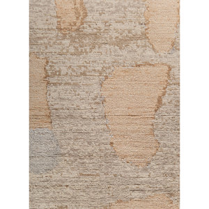 พรมขนสัตว์ถักมือสีเบจและสีน้ำตาล รุ่น AKWL-2098 ลายกราฟิกขนาดใหญ่ สำหรับตกแต่งห้องนั่งเล่นและทางเดินในบ้าน - Product Image 3