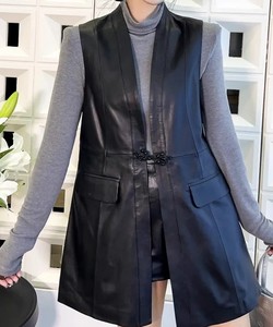 Chaleco de Piel de Oveja de Diseño de Moda al por Mayor, Chaleco de Cuero Auténtico de Secado Rápido, Chalecos Impermeables OEM para Mujer, Fabricante - Product Image 2