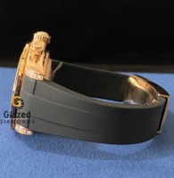 Montre automatique fantaisie en acier inoxydable avec verre de style hip-hop, sertie de pierres de laboratoire arc-en-ciel, taille baguette, clarté VVS, étincelante et charmante