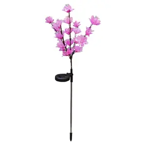 Solar Led Optic Fiber Cheery Peach Flower Stake Light For Landscape Garden Pathway Security Lawn Park Holiday Party Decor
