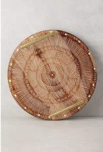 Plateau de service en bois de manguier naturel gravé à la main de haute qualité, aspect classique, plateau rond pour la maison, l'hôtel et les restaurants - Product Image 2