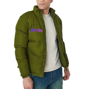 Veste matelassée en toile pour homme, personnalisée pour l'hiver, avec col montant, logo sur le devant, imperméable et écologique, fermeture éclair, capuche - Product Image 6