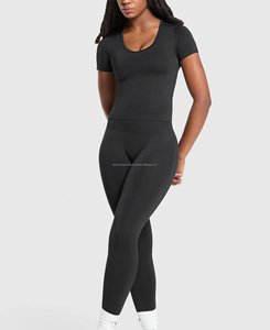 2025 été femmes culture entraînement T-Shirts écologique Fitness T-Shirt avec impression numérique Simple lettre tricoté conception - Product Image 4