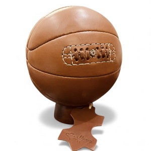Mini ballon de basket NBA vintage rétro en cuir de vache brun, taille 5, durable - Product Image 2