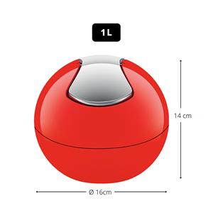 Colección de Recipientes Spirella, Cubo de Basura 16 x 14 cm (1 Litro), Poliestireno, Rojo - Product Image 2