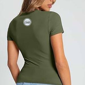 เสื้อยืดคอกลมแขนสั้นสำหรับผู้หญิงเสื้อยืดสำหรับเล่นโยคะฟิตเนสยิมเสื้อสำหรับออกกำลังกาย - Product Image 1