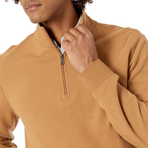 High Quality Breathable Quick Dry Sports Workout <b>Men's</b> Clothing Cotton Blended Custom Logo <b>Men's</b> <b>Quarter</b> <b>Zip</b> Up Long Sleeves - Product Image 4