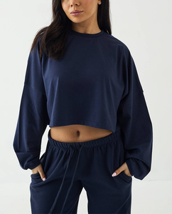 Conjunto de 2 Piezas de Ropa Deportiva Sexy para Mujer Estilo Americano, Top Corto con Detalles y Pantalones con Cintura Elástica, Talla Grande, Algodón - Product Image 6