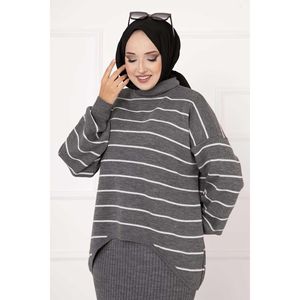 Pinstripe Crop 2 Parça Set Gri - Product Image 3