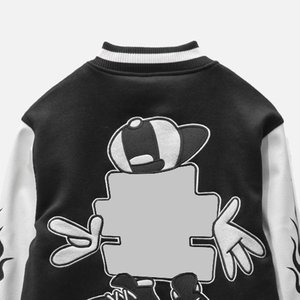 Veste universitaire d'hiver de baseball noire personnalisée en gros blouson bombardier à manches en cuir blanc Letterman personnalisé pour hommes veste vintage - Product Image 5