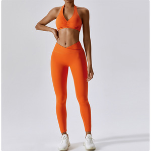 Ensembles de fitness sexy pour femmes Yoga & Gym Vêtements de sport de couleur unie avec soutien-gorge et leggings de sport antichoc Options de taille plus - Product Image 4