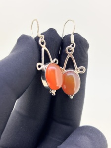 Exquisite Pure 925 Sterling Silver 18K Gold Plated Bulk Supply Natural Carnelian Oval Cut Cabochon Gemstone <b>Cute</b> <b>Earrings</b> Fine - Product Image 3