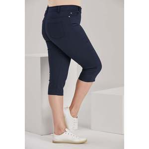 Pantalon Capri en coton bleu marine grande taille - Product Image 2