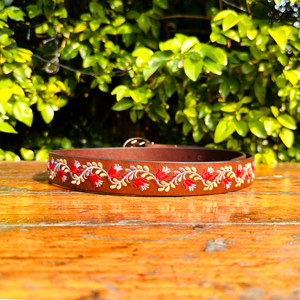 2025 fil recyclé hommes décontracté en cuir véritable ceinture broderie florale Style de détresse longueur personnalisée avec boucle de barre centrale - Product Image 4