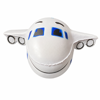 Mini avion souriant anti-stress en mousse PU avec logo personnalisé pour les promotions des compagnies aériennes et les agences de voyage