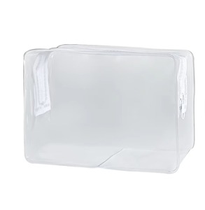 Luxury Clear PVC Cosmetic <b>Bag</b> with Leather Handle|<b>Transparent</b> <b>Makeup</b> Organizer Pouch with Double Zipper|Premium Travel <b>Bag</b> - Product Image 3