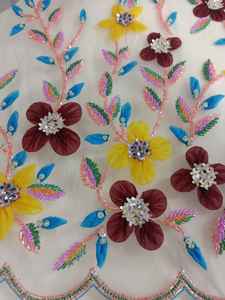 Tissu lourd brodé et perlé à la main, tricoté en maille filet pour accessoires - Product Image 6