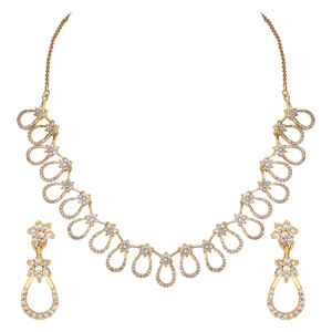 AD Necklaces <b>Set</b>, AD Gold Necklaces <b>Set</b>, Gift for <b>Women</b>, Gold Plated Necklaces <b>Set</b>, Copper & Brass Chapado En Oro Oro Laminado - Product Image 3