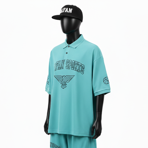 Polo pour homme en tissu mesh polyester de haute qualité, couleur aqua unie, évacuation de l'humidité, logo imprimé, chemises polo pour homme - Product Image 4