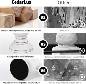 Portavelas de Madera Hechos a Mano |   Juego de Portavelas de Pilar Vintage |   Decoración Rústica para el Hogar - Product Image 4