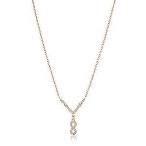 Collar con Colgante de Circonita Transparente de Diseño Infinito, Collar de Plata de Ley 925 Hecho a Mano en Turquía para Bodas, Compromisos y Fiestas - Product Image 3