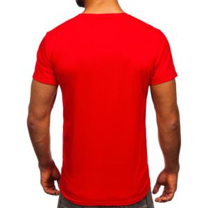 Hip Hop Muscle Fit dobladillo curvo algodón rojo impresión personalizada Logo hombres camiseta Casual cantidad tendencia - Product Image 4