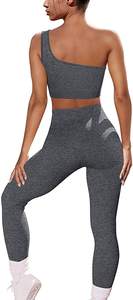 Conjunto Deportivo de Alta Calidad para Mujer, Top Deportivo de Un Hombro y Leggings Elásticos para Gimnasio, Yoga, Ejercicio, Correr, Conjunto de 2 Piezas - Product Image 2