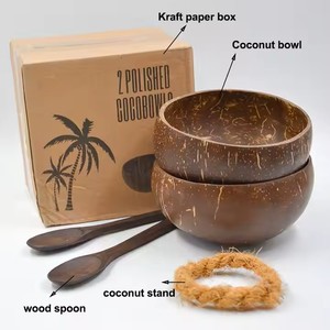 ชุดชามมะพร้าวและช้อนออกแบบโลโก้ตามคำขอของลูกค้าเป็นมิตรกับสิ่งแวดล้อม - Product Image 1