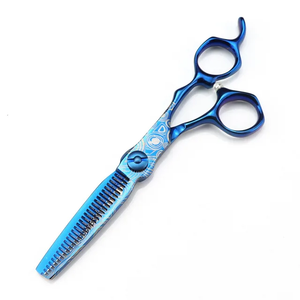 Haute qualité 6.5 pouces couleur bleue enduit barbier beauté toilettage cheveux ciseaux ensemble professionnel coupe de cheveux ciseaux - Product Image 3