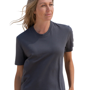 Camiseta Corta de Cuello Redondo para Mujer, Color Gris Oscuro, 100% Algodón Orgánico de Lujo, Preencogido, Certificado GOTS, Suave y Transpirable - Product Image 5