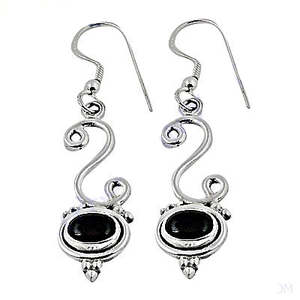 14K Gold Plated 925 <b>Silver</b> Black Onyx Drop Earrings for Women <b>Wedding</b> Gift with Diamond Main Stone Christian Religious Symbol - Product Image 1